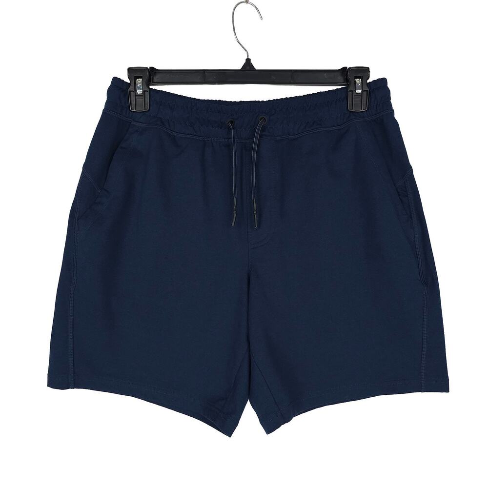 Eddie Bauer Mens Soft Jersey Knit Short 8" Sz Medium Navy Heather Stretch EUC
